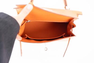 69651 auth HERMES orange Epsom leather KELLY 25 SELLIER Bag PHW | eBay