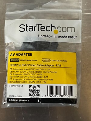 startech.com hdmi to dvi-d video cable adapter F/M - HDMIDVIFM