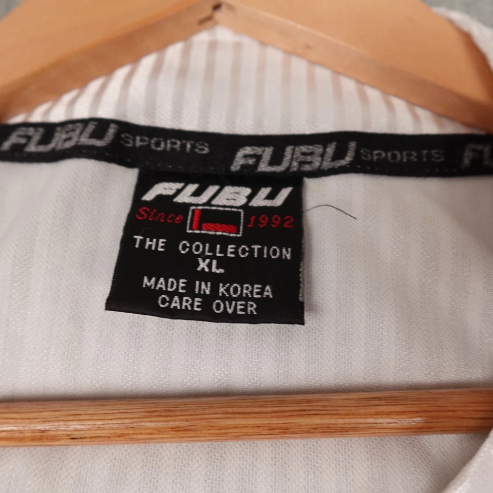 Vintage FUBU Baseball Jersey Mens XL White 05 Script Baggy Streetwear Button Y2K - Image 2 of 4