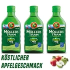 3 x MOLLERS Norwegian Fish Oil Delicious Apple Flavour Omega-3 EPA, DHA 250ml