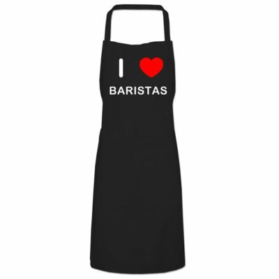 Baristas I Love Küchenschürze Latz mit verstellbarem Hals und Bändern