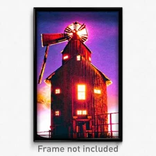 Pixel Art Poster - Worldly Mill (8 Bit Psychedelic Trippy Video Game Print)