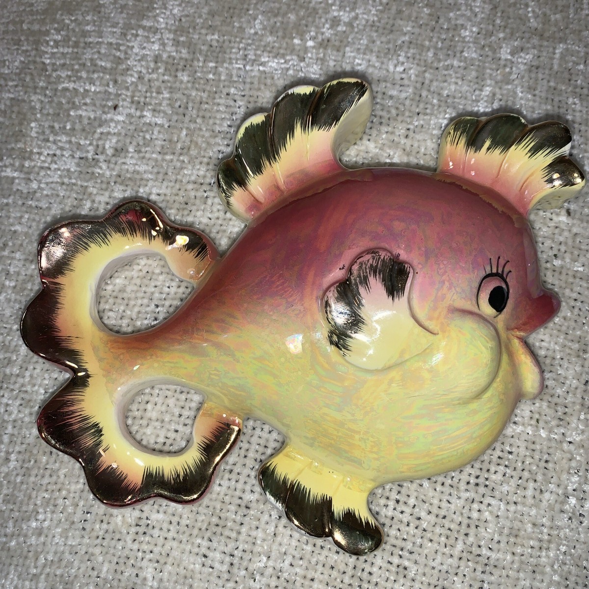 1950s vintage ceramic fish wall decor