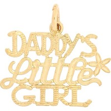 14K Gold Daddys Little Girl Charm Daughter Love 14.5mm