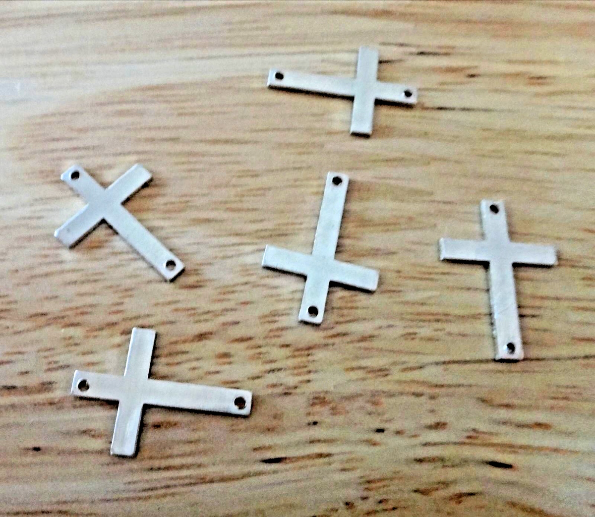 5 Sterling Silver 18mm Thin Flat Cross Charm 2 Hole Links make