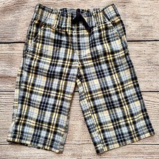 Gymboree Navy Blue Yellow Plaid Long Shorts Boy s Sz 5