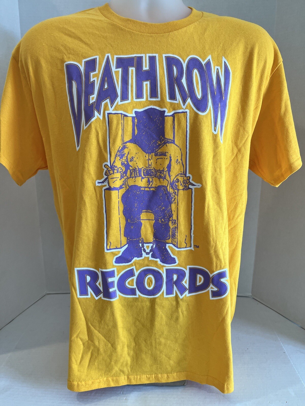 FILA T shirt Death Row Records sedia elettrica logo taglia large viola oro