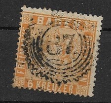Altdeutschland Baden MiNr 11 gestempelt mit Uhrradstempel 87
