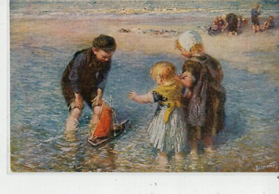 Postkarte Illustrator Blommers - Die Kinder Des Fischers - Vintage