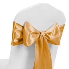 50 Pack Gold Satin Chair Sashes Universal Chair Bows for Wedding  Party