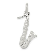 Sterling Silver 3-D Saxophone Charm Pendant 0.99"