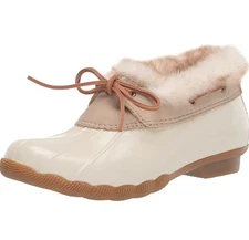 Sperry Women's Saltwater 1-Eye Cozy Rain Boot  Ivory Size 11