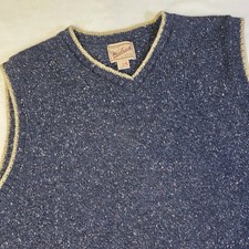 Vintage Woolrich Pullover Vest Mens XL Blue Wool Blend Made in USA Tweed Golf