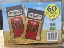 Snyder's Mini Pretzels – Crunchy Snack Packs, 1.5 oz, 60 Count Check BB!