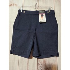 Rafaella Women Navy Blue Stretch Shorts Size 6 Comfortable Flat Front Vacation