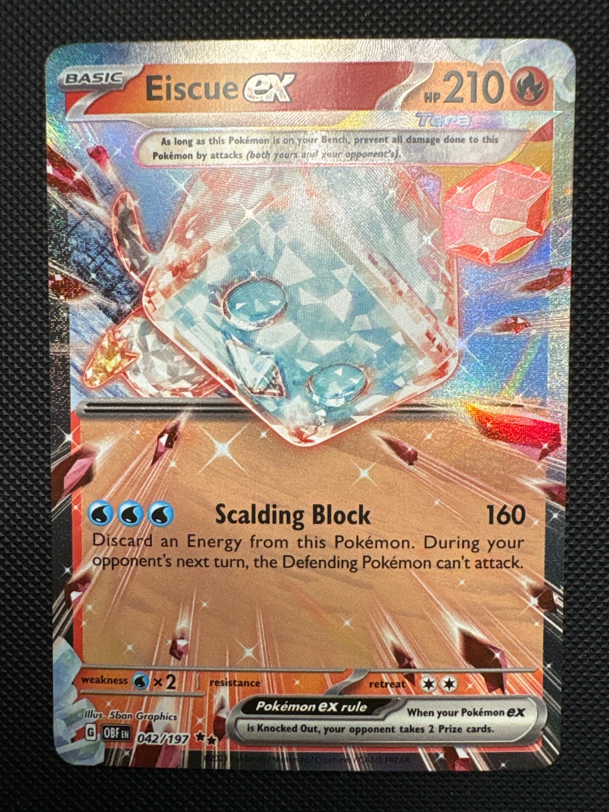 Eiscue ex 042/197 Obsidian Flames Double Rare Holo Pokemon TCG Card NM