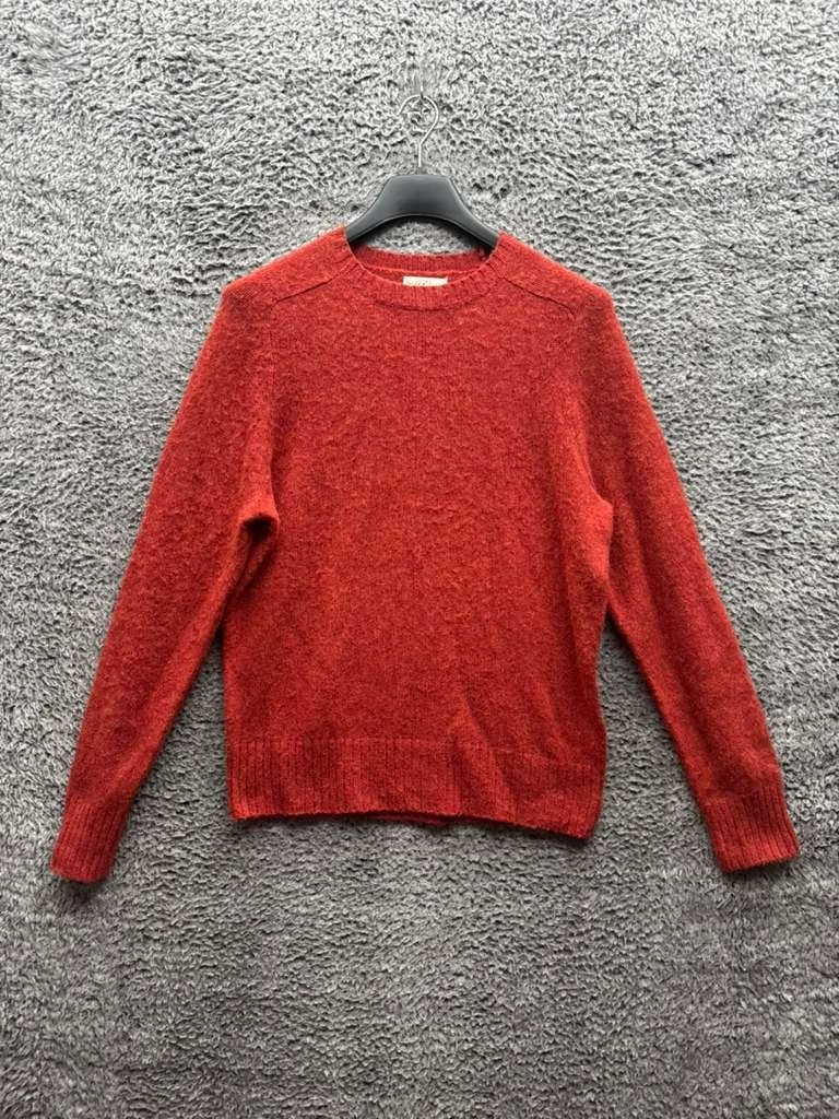 J.Crew 100% Wool Knitted Crewneck Long Sleeve Pullover Sweater Red-Orange Mens M