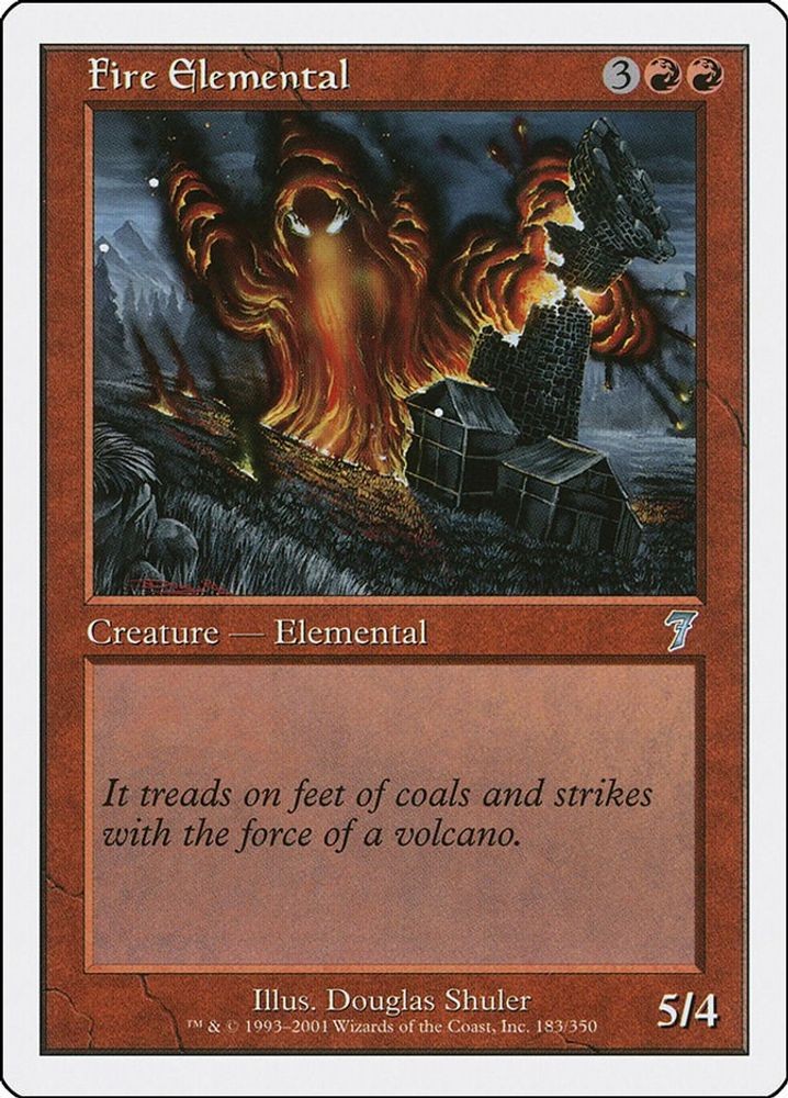 2001 Magic: The Gathering: 7ED - Fire Elemental (#183, Uncommon, Lightly Played)