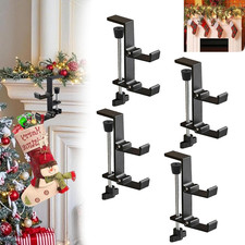4Pcs Fireplace Stocking and Garland Hanger, 2 in 1 Mantel Hanger for Garland, Fi
