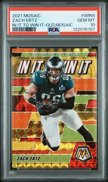 10/10 Zach Ertz GOLD Prizm 2021 Mosaic ~ SUPER BOWL LII ~ In It to Win It PSA 10