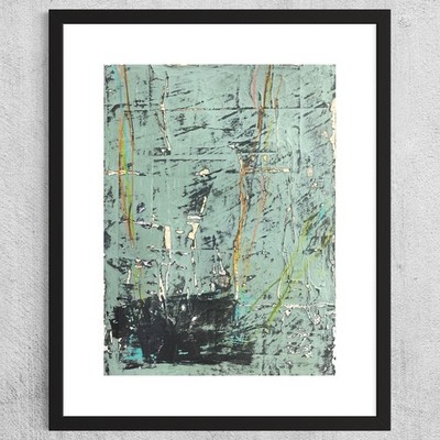 Original Grunge Minimalist Modern Art Collage Painting 8.5x11 ''Procursive''