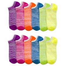 Lot Of 12 Women'S Ladies No Show Neon Socks Multi Fashion Size 9-11