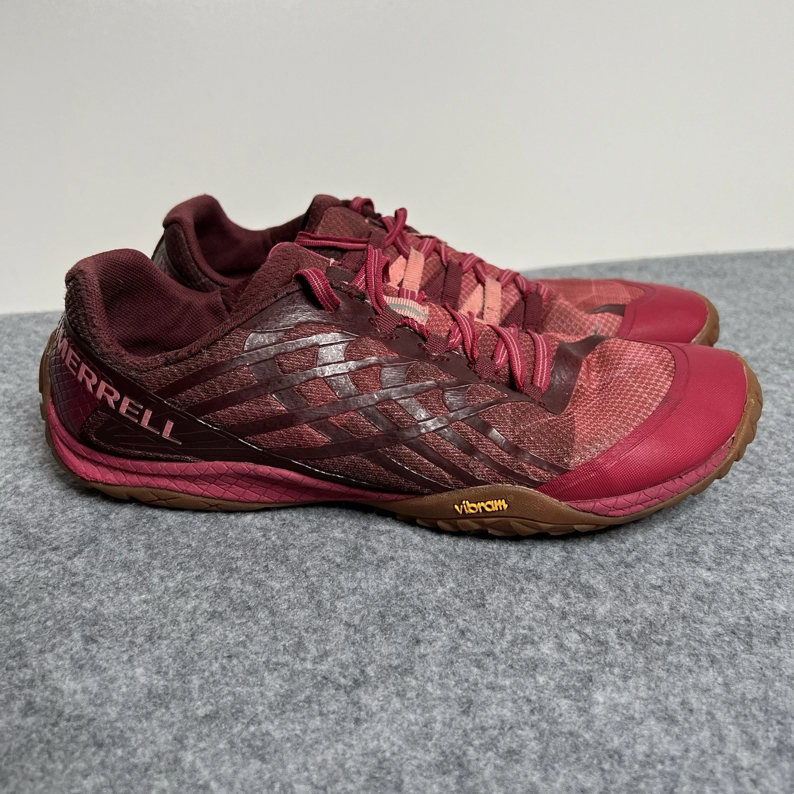 Merrell Womens Trail Glove 4 Barefoot Running Shoes Berry Burgundy Red Size 10