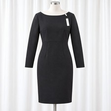 MARC JACOBS Black Wool Blend Bateau Neck Sheath Dress Silk Lined 12 NWT $995