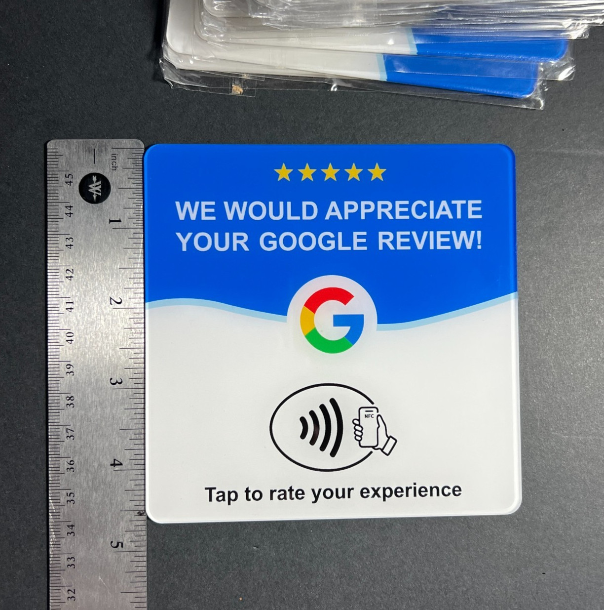 10 pack Google Review NFC Tap Acrylic Card Sticker Sign with Adhesive Back