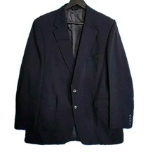 Highland Park Men's Size 44L Blazer Sport Jacket 100% Wool USA Made Blue Striped