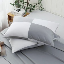 Two-Tone Pillow Cases Queen Size, 600 TC 100 Cotton Color-Block Pillowcases ...