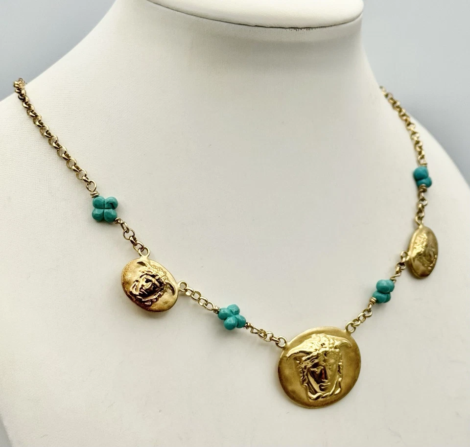 Tagliamonte Sterling Silver .925 Turquoise Medusa Necklace 18” - Image 2 of 4