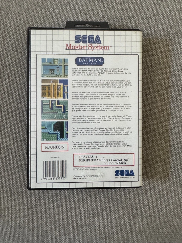 Master System BATMAN RETURNS Boxed & Complete Sega PAL REGION FREE *Works in US* - Image 2 of 3
