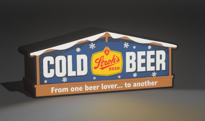 Strohs Cold Beer Bar Sign 3D Printed LED Light-Up Sign 9'' Decor Lamp