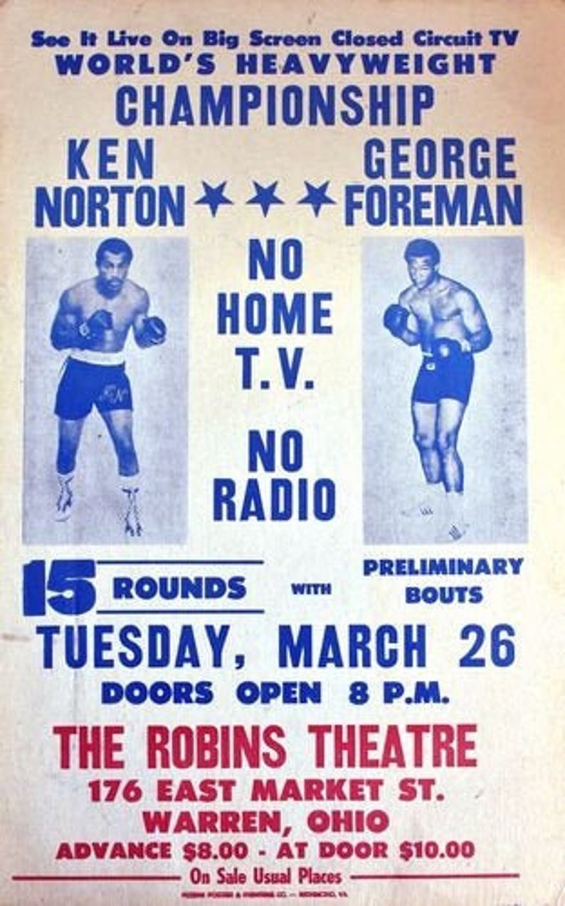 Ken Norton George Foreman Vintage Boxing Poster 24x36 Unframed Sports Wall Art
