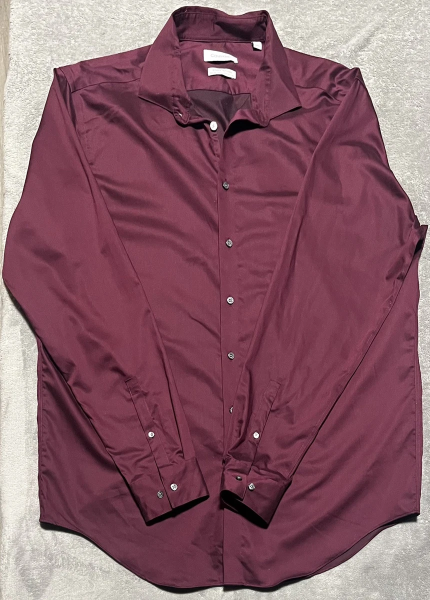 calvin klein burgundy dress shirt Calvin Klein Men's Dress Shirt Slim Fit Non Iron Stretch Print, Burgundy,  16.5" Neck 32"-33" Sleeve : Amazon.ca: Clothing, Shoes & Accessories