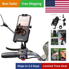 Motorcycle Phone Mount, Aluminum Alloy Scooter Cellphone Holder Moped Rearvie...