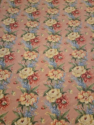 Vtg 40s Pink Floral Fabric Full Coverlet Bedspread Custom Handmade 