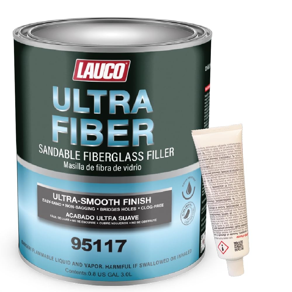 LAUCO Ultra Fiber Sandable Fiberglass Filler, Bridges Holes, Water Resistant,