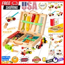 Tool Kit for Kids, 36-Piece Wooden Toddler Tools Set Includes Tool Box, Monte...