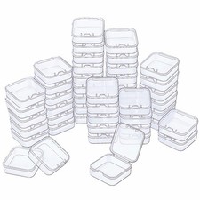 48 Pieces Square Mini Clear Plastic Storage Containers Box Case with Lids for...