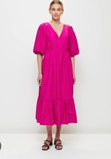 Preview Target Size 12 Pink Broderie Midi Cotton Dress