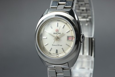 RADO Space Wing Automatic White Dial Date Woman's Vintage Watch Japan [Exc+5]