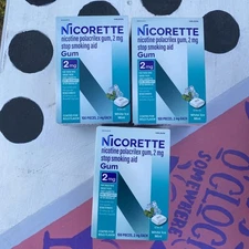 3 X Nicorette OTC Stop Smoking Nicotine Gum, 2mg, 100ct - Expires 9/2027