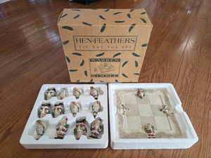 Hen Feathers Christmas Tic Tac Toe Set Santa & Snowman Decoration Warren Kimble