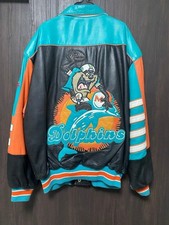 Jeff Hamilton Leather Stadium Jacket Dolphins TAZ L Japan Rare
