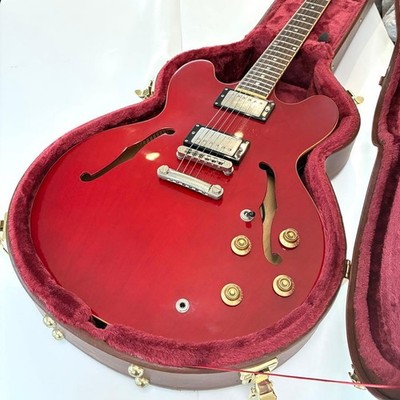 Burny RSA-65 Semi-Acoustic Guitar ES-335 Type Cherry Red with Hard Case