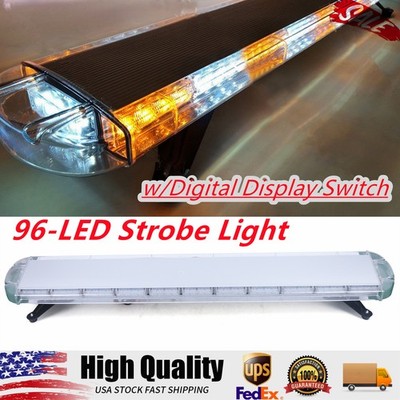 LED Light Bar Emergency Beacon Strobe Light Warn Tow Truck Response Amber-White