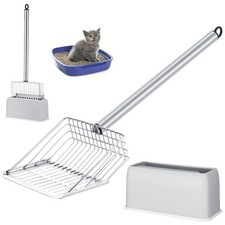 Metal Cat Litter Scoop with Holder 17.5 Inch Long Handle Cat Scooper for Litt...