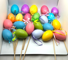 Easter Egg Picks Lot of 14 Foam Styrofoam Eggs  12 Egg Ornaments     E1